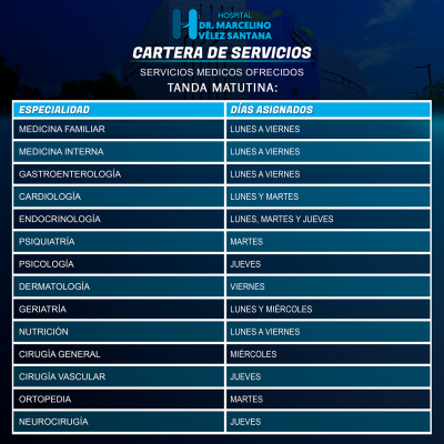 Cartera de servicios en horario matutino